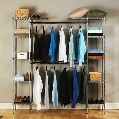 Custom Closet Organizer Shelves System Kit Expandable Clothes Storage Metal Rack