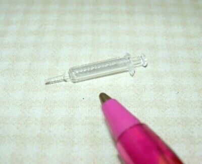 Miniature Clear Plastic Syringe Hypodermic Injector, Moves!: Dollhouse 1:12