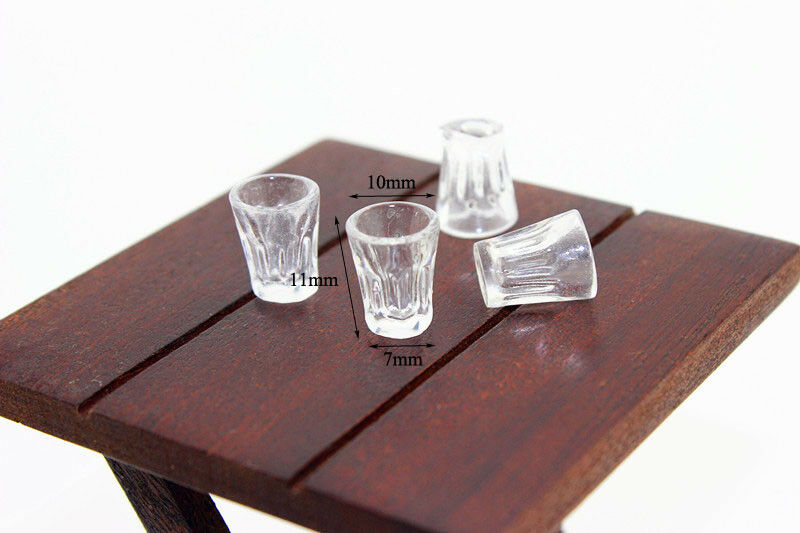 1/12 Dollhouse Miniature Clear Wine Glass Drink Cups Set Kitchen Accessory 4pcs