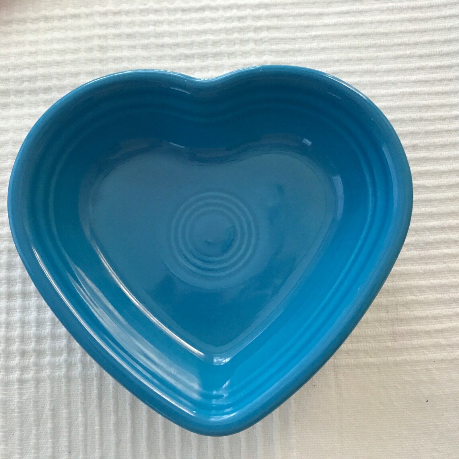 Vintage Fiestaware Turquoise Heart-shaped Dish Homer Lauglin/hlc Made In Usa